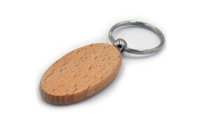 WOODEN OVAL KEY RING SET/10